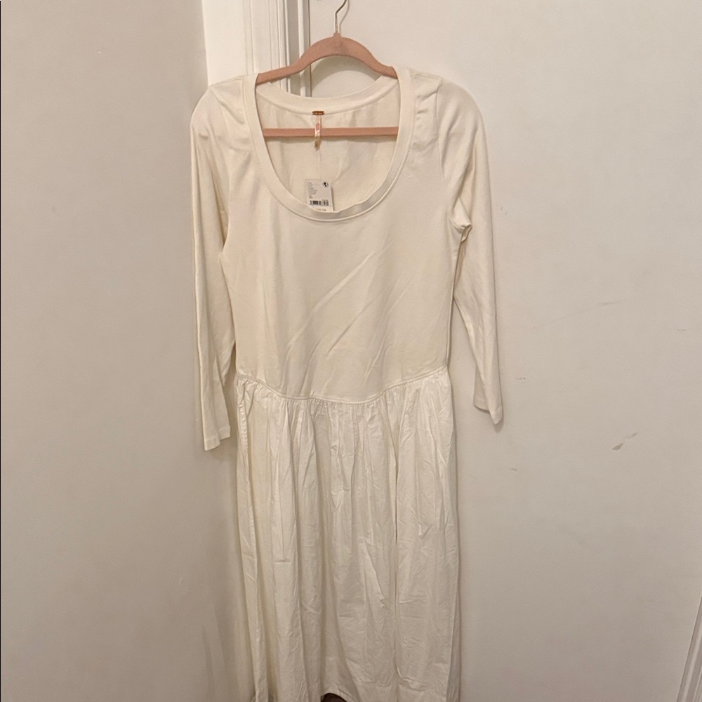 Free People Cream Long Sleeve Dress